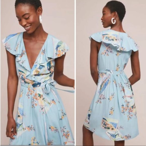 Anthropologie Dresses & Skirts - Anthropologie Maeve Rosalia Wrap Dress Postcard 2